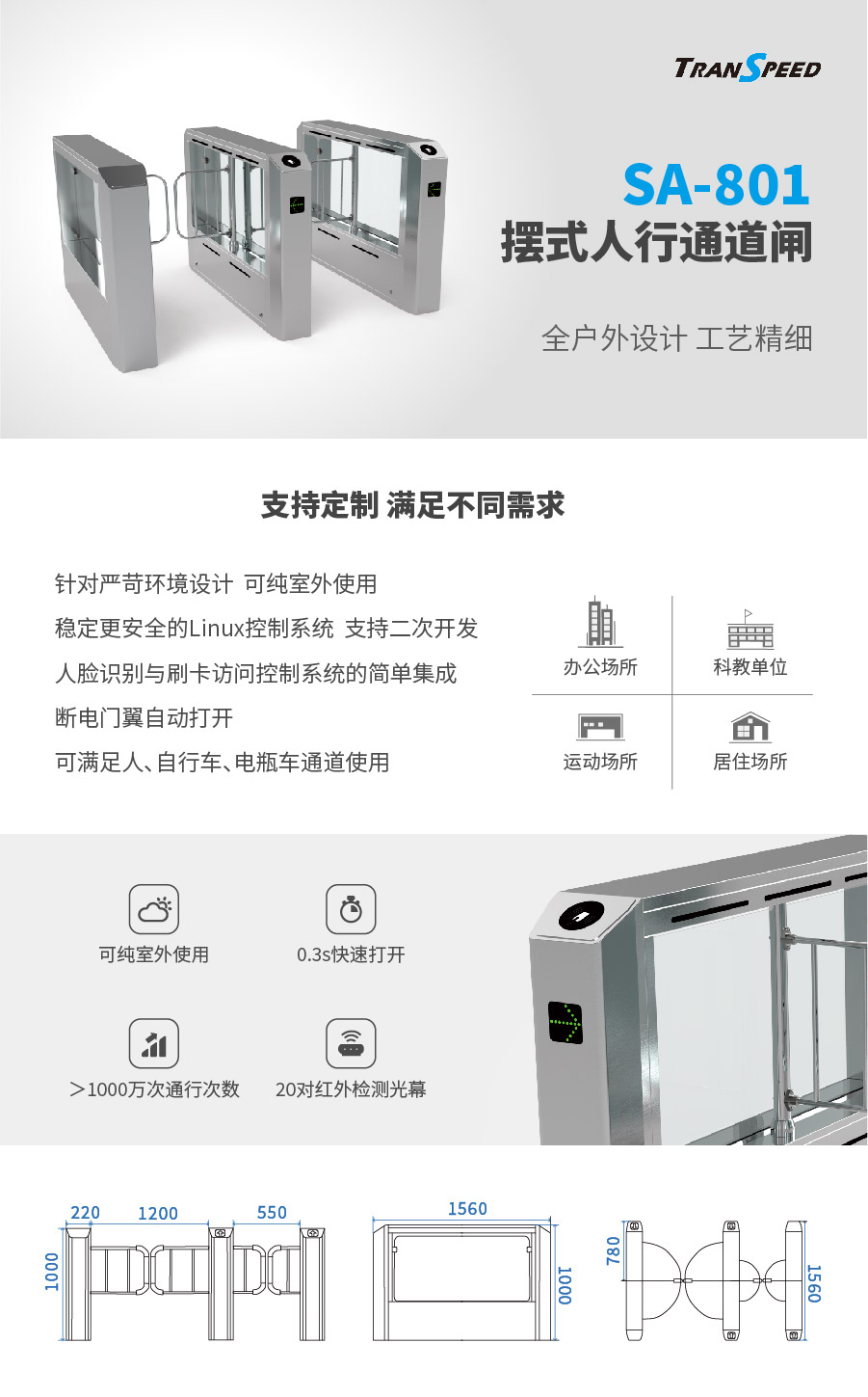 擺式人行通道閘SA-801